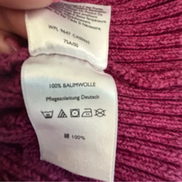 Eddie Bauer cherry pink cable knit v-neck long sleeve thick cozy sweater Size XL - Picture 6 of 11